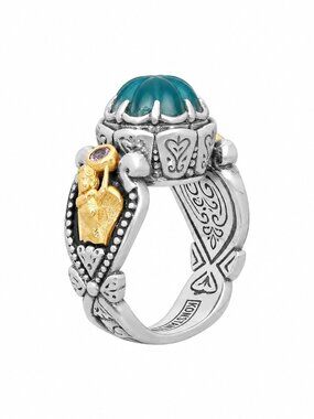 KONSTANTINO 925 Sterling Silver & 18K Gold Angelic Silika Crystal Doublet Ring 7